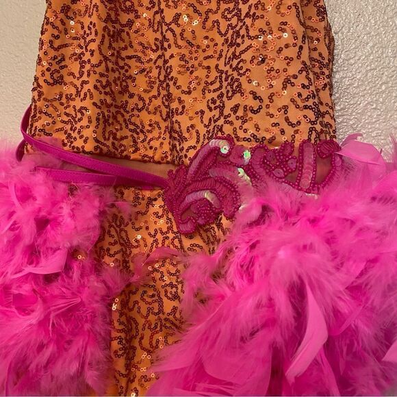 Weissman dance costume sassy Orange feather Some Call It Magic 14694 child XLC - Picture 4 of 9